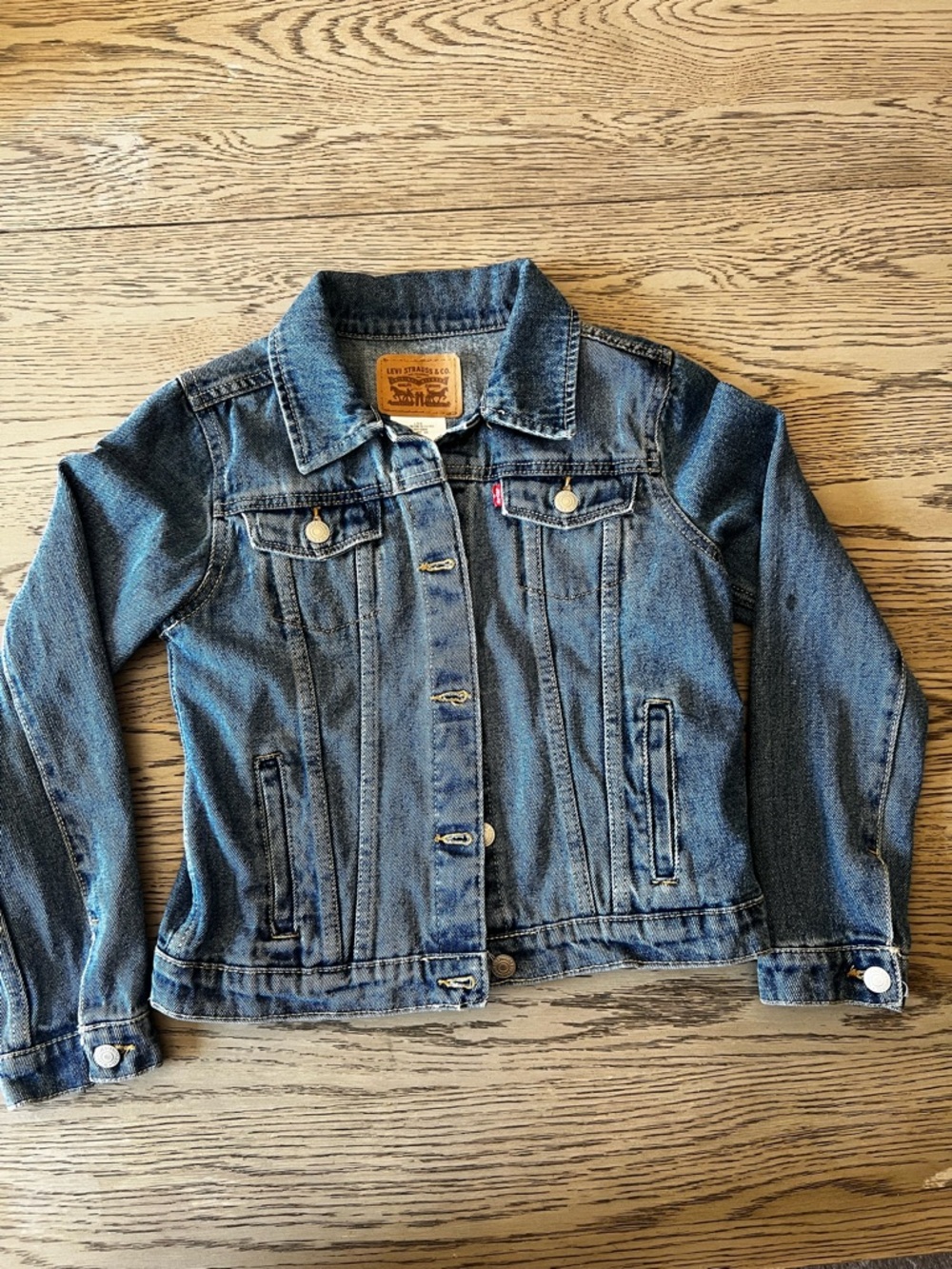 Levis Strauss Denim Jean Jacket Youth Size Large 12-13 Years Blue Trucker Button